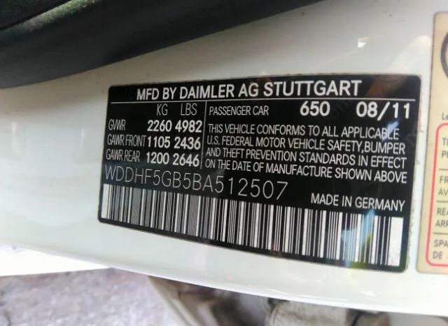 Photo 8 VIN: WDDHF5GB5BA512507 - MERCEDES-BENZ E-CLASS 