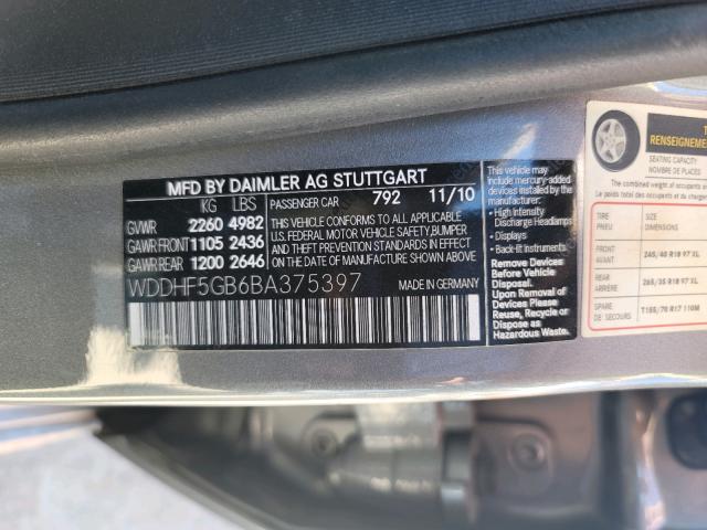 Photo 9 VIN: WDDHF5GB6BA375397 - MERCEDES-BENZ E 350 