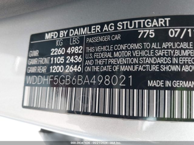 Photo 8 VIN: WDDHF5GB6BA498021 - MERCEDES-BENZ E 350 