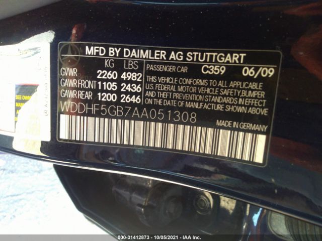 Photo 8 VIN: WDDHF5GB7AA051308 - MERCEDES-BENZ E-CLASS 