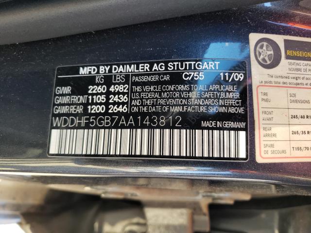 Photo 9 VIN: WDDHF5GB7AA143812 - MERCEDES-BENZ E 350 