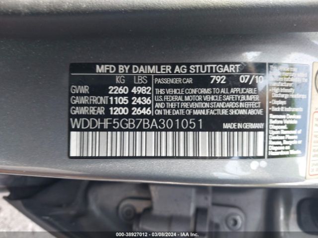 Photo 8 VIN: WDDHF5GB7BA301051 - MERCEDES-BENZ E 350 