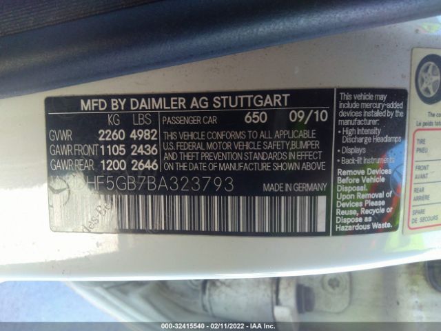 Photo 8 VIN: WDDHF5GB7BA323793 - MERCEDES-BENZ E-CLASS 