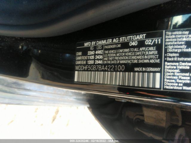 Photo 8 VIN: WDDHF5GB7BA422100 - MERCEDES-BENZ E-CLASS 