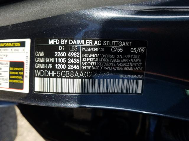 Photo 9 VIN: WDDHF5GB8AA022772 - MERCEDES-BENZ E 350 