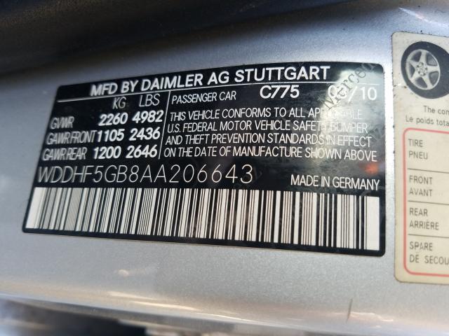 Photo 9 VIN: WDDHF5GB8AA206643 - MERCEDES-BENZ E 350 