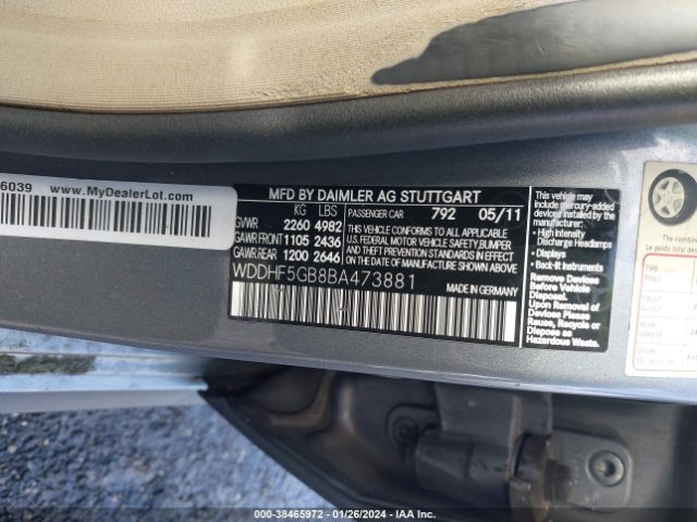 Photo 8 VIN: WDDHF5GB8BA473881 - MERCEDES-BENZ E 350 