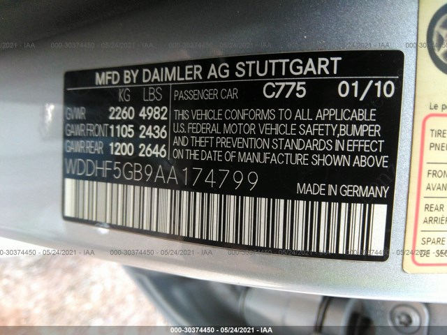 Photo 8 VIN: WDDHF5GB9AA174799 - MERCEDES-BENZ E-CLASS 