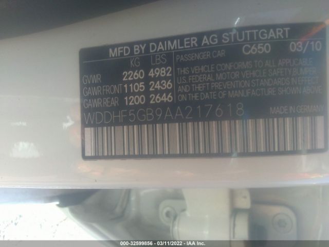 Photo 8 VIN: WDDHF5GB9AA217618 - MERCEDES-BENZ E-CLASS 