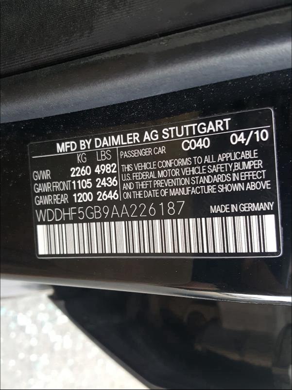 Photo 9 VIN: WDDHF5GB9AA226187 - MERCEDES-BENZ E-CLASS 