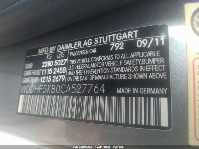 Photo 8 VIN: WDDHF5KB0CA527764 - MERCEDES-BENZ E-CLASS 