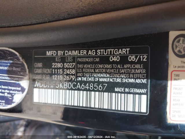 Photo 8 VIN: WDDHF5KB0CA648567 - MERCEDES-BENZ E 350 