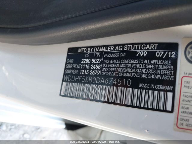 Photo 8 VIN: WDDHF5KB0DA674510 - MERCEDES-BENZ E 350 