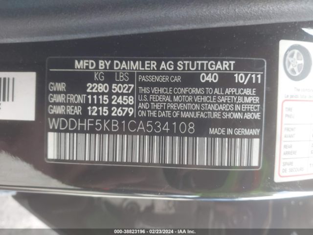 Photo 8 VIN: WDDHF5KB1CA534108 - MERCEDES-BENZ E 