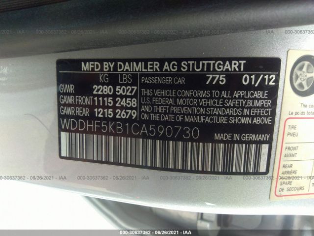 Photo 8 VIN: WDDHF5KB1CA590730 - MERCEDES-BENZ E-CLASS 