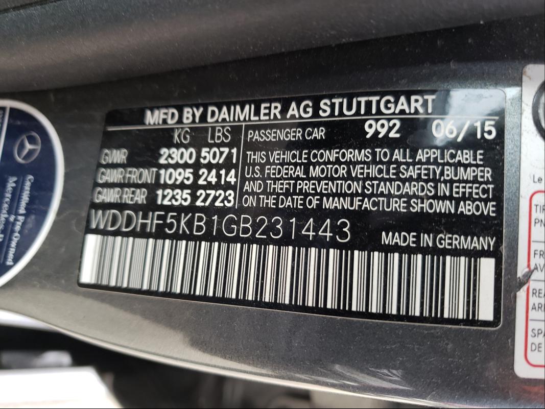 Photo 9 VIN: WDDHF5KB1GB231443 - MERCEDES-BENZ E 350 