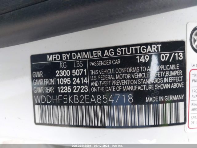 Photo 8 VIN: WDDHF5KB2EA854718 - MERCEDES-BENZ E 350 