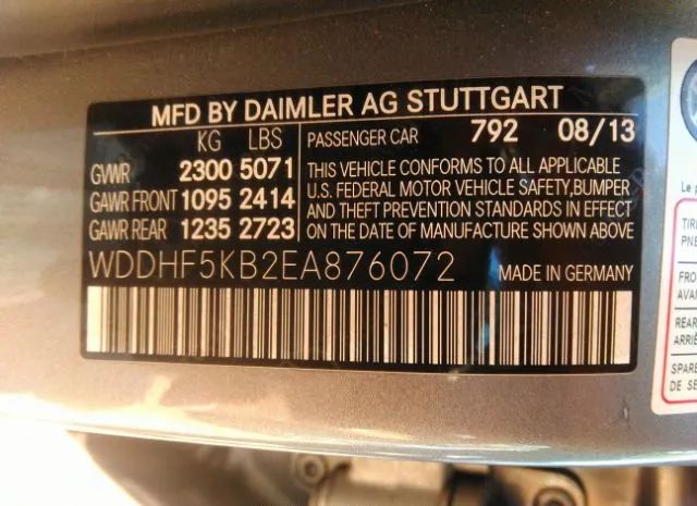 Photo 8 VIN: WDDHF5KB2EA876072 - MERCEDES-BENZ E-CLASS 