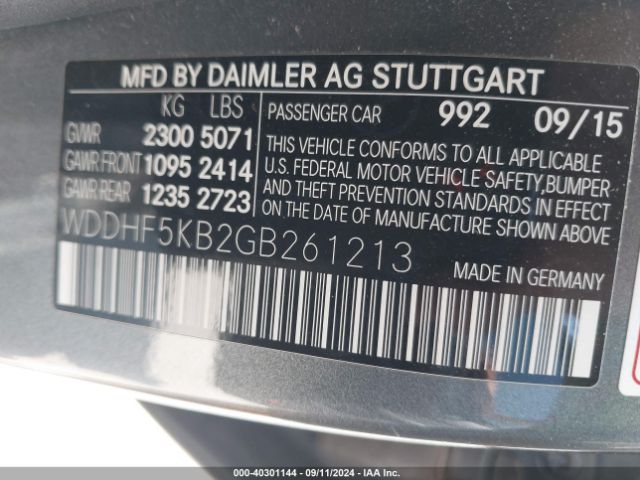 Photo 8 VIN: WDDHF5KB2GB261213 - MERCEDES-BENZ E-CLASS 