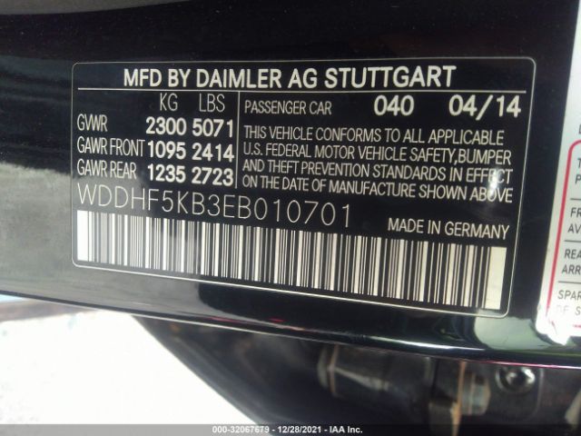 Photo 8 VIN: WDDHF5KB3EB010701 - MERCEDES-BENZ E-CLASS 