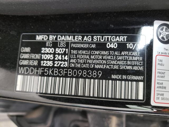 Photo 9 VIN: WDDHF5KB3FB098389 - MERCEDES-BENZ E 350 