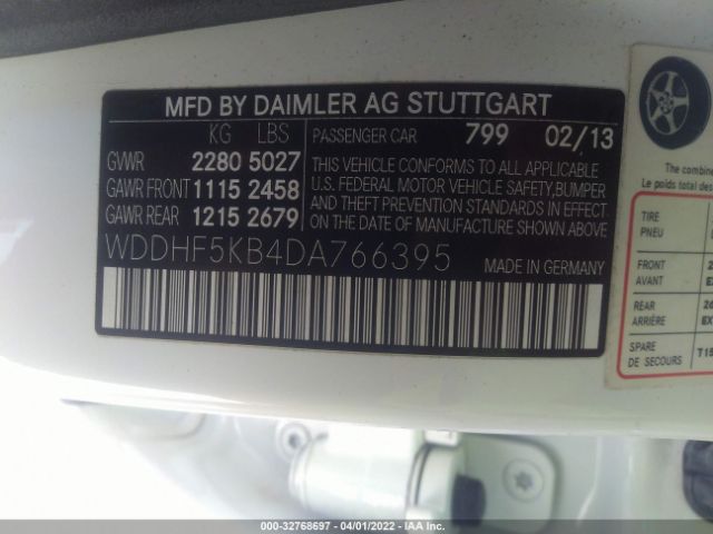 Photo 8 VIN: WDDHF5KB4DA766395 - MERCEDES-BENZ E-CLASS 