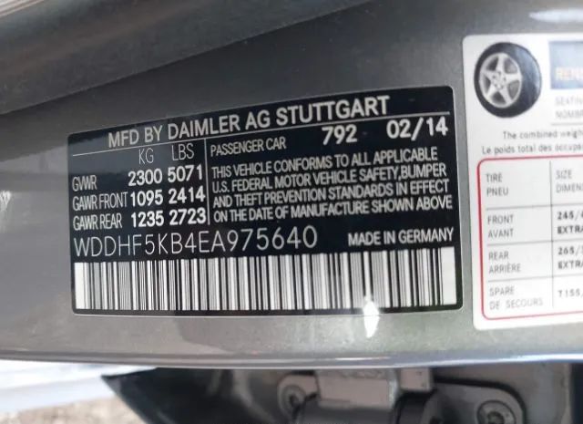 Photo 8 VIN: WDDHF5KB4EA975640 - MERCEDES-BENZ E-KLASSE 