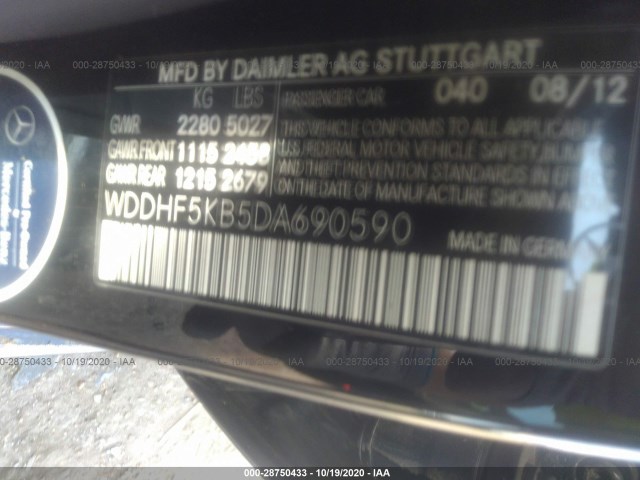 Photo 8 VIN: WDDHF5KB5DA690590 - MERCEDES-BENZ E-CLASS 