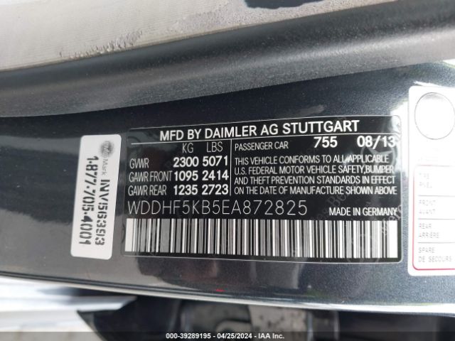 Photo 8 VIN: WDDHF5KB5EA872825 - MERCEDES-BENZ E 350 