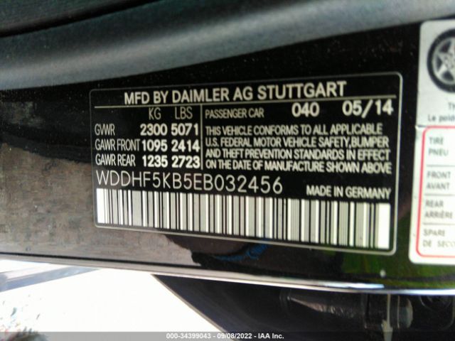 Photo 8 VIN: WDDHF5KB5EB032456 - MERCEDES-BENZ E-CLASS 