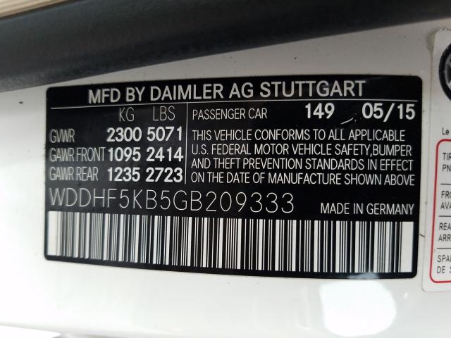 Photo 9 VIN: WDDHF5KB5GB209333 - MERCEDES-BENZ E350 