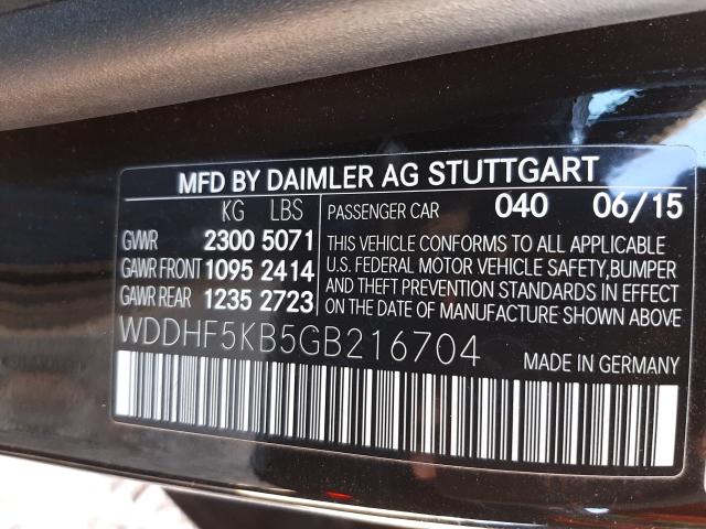 Photo 9 VIN: WDDHF5KB5GB216704 - MERCEDES-BENZ E 350 