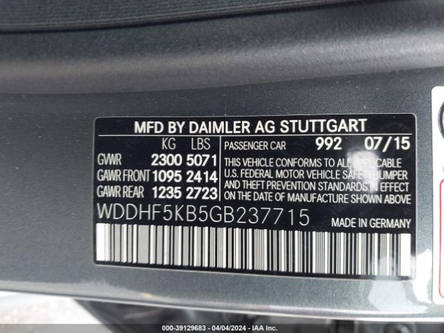 Photo 8 VIN: WDDHF5KB5GB237715 - MERCEDES-BENZ E 350 