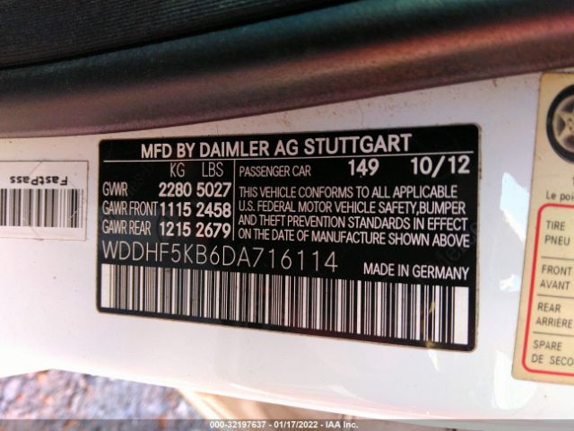 Photo 8 VIN: WDDHF5KB6DA716114 - MERCEDES-BENZ E-CLASS 