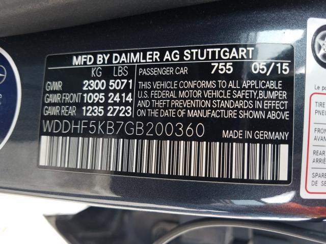 Photo 9 VIN: WDDHF5KB7GB200360 - MERCEDES-BENZ E 350 