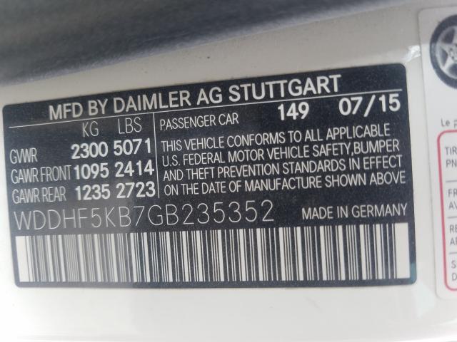 Photo 9 VIN: WDDHF5KB7GB235352 - MERCEDES-BENZ E 350 