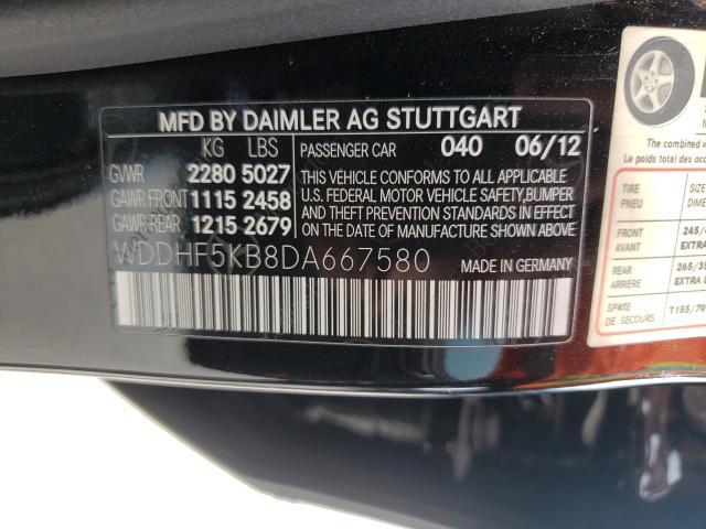 Photo 9 VIN: WDDHF5KB8DA667580 - MERCEDES-BENZ E 350 