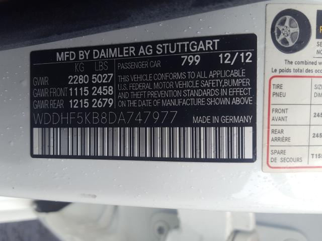 Photo 9 VIN: WDDHF5KB8DA747977 - MERCEDES-BENZ E 350 