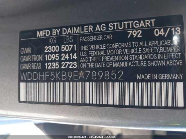 Photo 8 VIN: WDDHF5KB9EA789852 - MERCEDES-BENZ E 350 