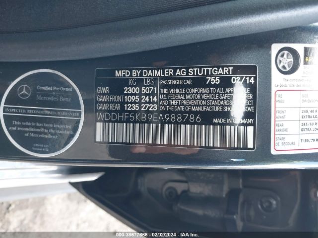 Photo 8 VIN: WDDHF5KB9EA988786 - MERCEDES-BENZ E 350 