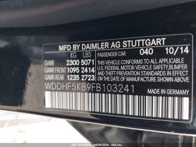 Photo 8 VIN: WDDHF5KB9FB103241 - MERCEDES-BENZ E 350 