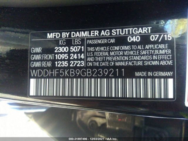 Photo 8 VIN: WDDHF5KB9GB239211 - MERCEDES-BENZ E-CLASS 