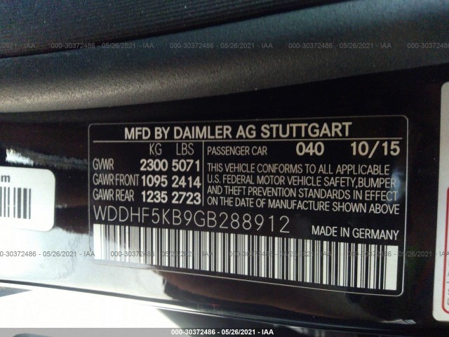 Photo 8 VIN: WDDHF5KB9GB288912 - MERCEDES-BENZ E-CLASS 