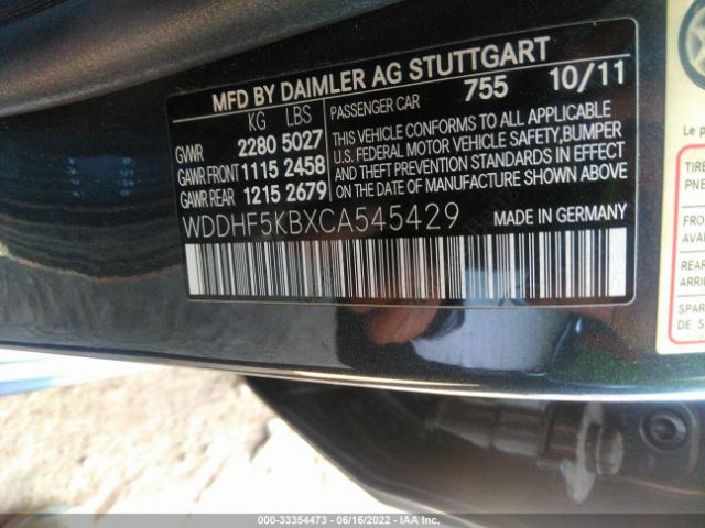 Photo 8 VIN: WDDHF5KBXCA545429 - MERCEDES-BENZ E-CLASS 