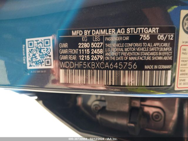 Photo 8 VIN: WDDHF5KBXCA645756 - MERCEDES-BENZ E 350 