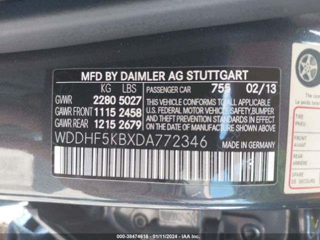 Photo 8 VIN: WDDHF5KBXDA772346 - MERCEDES-BENZ E 350 