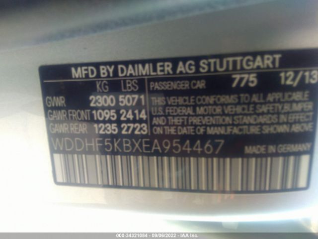 Photo 8 VIN: WDDHF5KBXEA954467 - MERCEDES-BENZ E-CLASS 