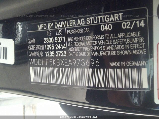 Photo 8 VIN: WDDHF5KBXEA973696 - MERCEDES-BENZ E-CLASS 