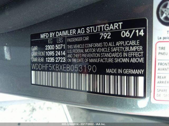 Photo 8 VIN: WDDHF5KBXEB053190 - MERCEDES-BENZ E-CLASS 