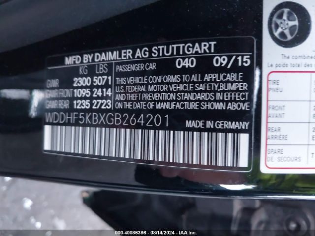 Photo 8 VIN: WDDHF5KBXGB264201 - MERCEDES-BENZ E-CLASS 